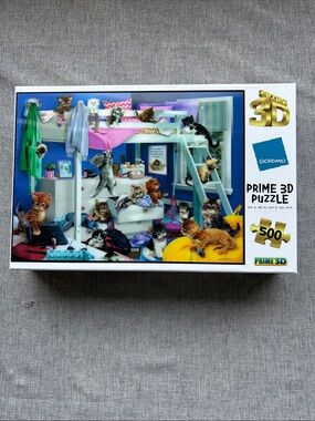 T.J.Maxx PRIME 3D Colorful Kittens Bunkroom Puzzle Box - Blue, Pink, Yellow